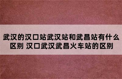 武汉的汉口站武汉站和武昌站有什么区别 汉口武汉武昌火车站的区别